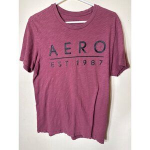 Aeropostale Maroon Graphic Logo T-Shirt L 100% Cotton Crewneck Made In Guatemala